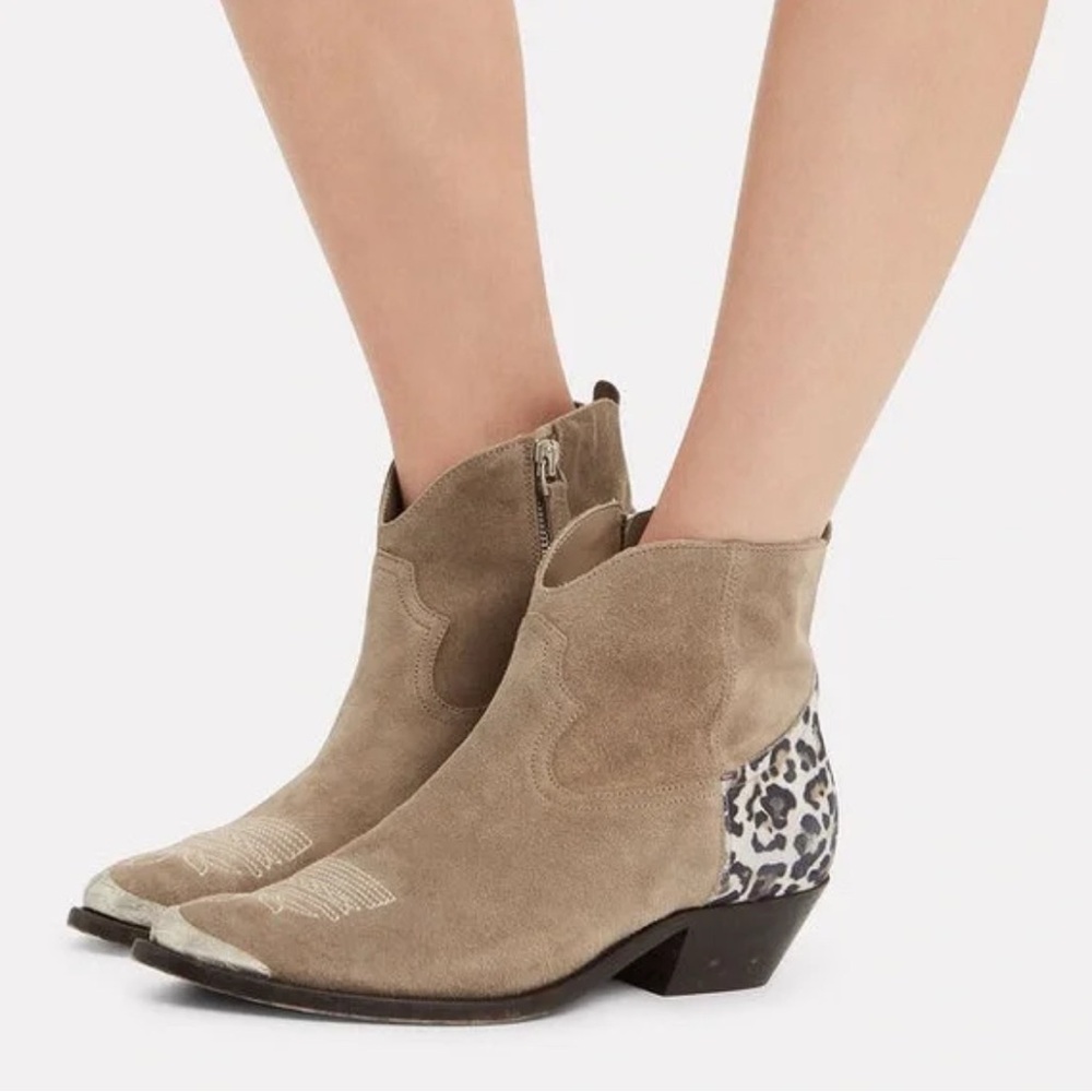 Golden Goose Leopard Accent Tan Ankle Boots 39 - Picture 8 of 8